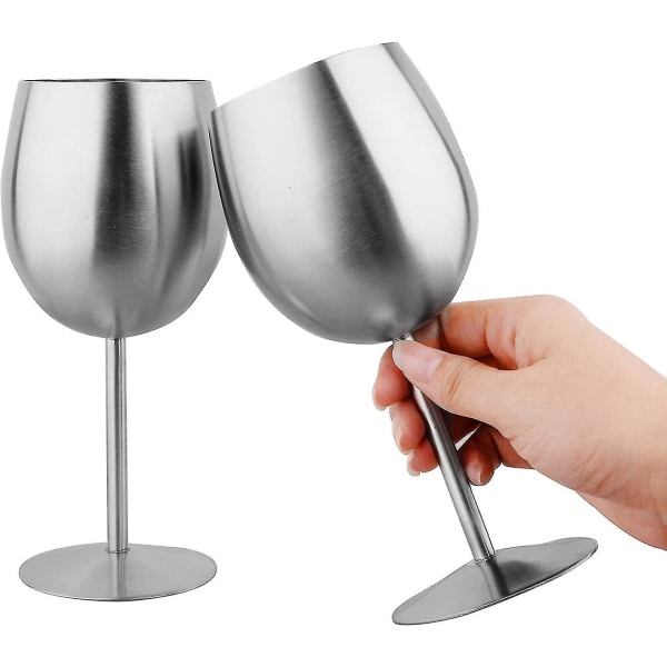 Rödvinsglas i borstat rostfritt stål, champagneglas (1 st, silver)