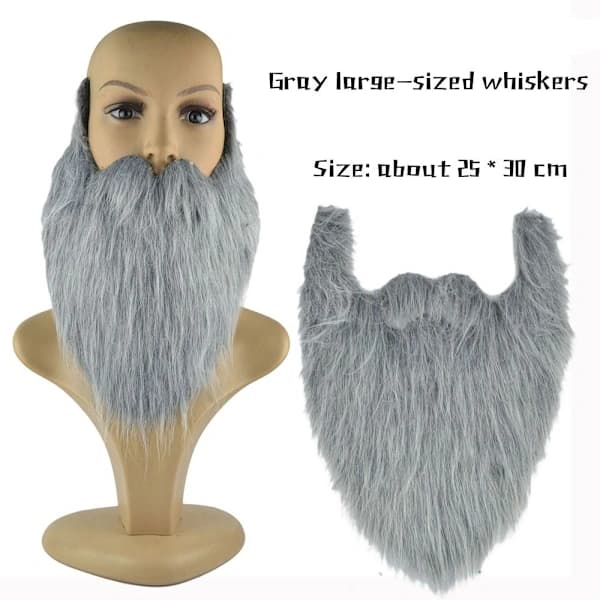 2 ST Løst Skjegg Langt Fluffy Skjegg GRÅTT Grå
