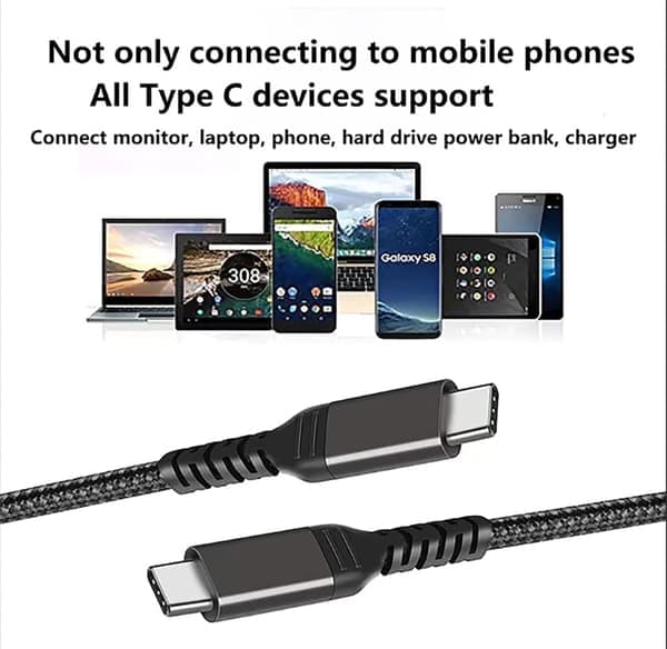 USB-C til USB-C-kabel 5A/20V PD 100W Svart 2 m