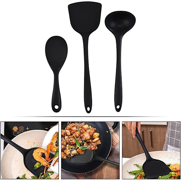 3 st silikonblandningssked lång nonstick kökssked silikonserveringssked värmebeständig