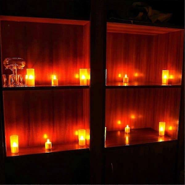 Flammeløse Lys Med Fjernkontroll Timer Ladestasjon, 12 stk USB Oppladbare Batteri LED Telys