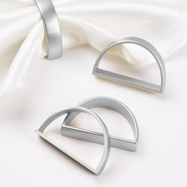 3,5x2,5 cm Sølv Servietringe Sæt med 6, Halvcirkelformede Metalliske Servietholdere, Efterår Thanksgiving Servietringe, C