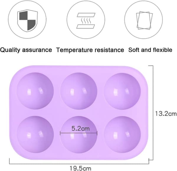 Silikoneform til halvkugler, 2-pak chokoladeboldeform med 6 huller, bageform, silikoneform til at lave kage, gelé, kuppelform