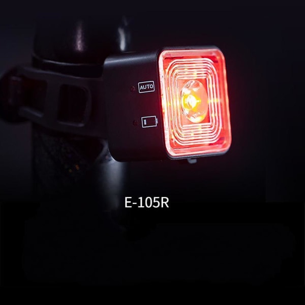 USB Rechargeable Waterproof Bicycle Headlight, Smart Brake Tail Light-E-105R Tail Light (One Pack)