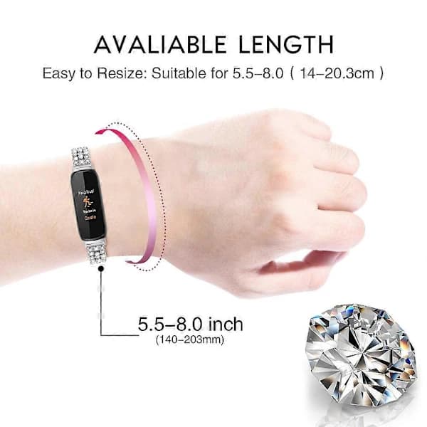 Til Fitbit Inspire 3 Rhinestone Dekoration Legering Armbånd Udskiftningsrem til Smartwatch Multicolor Style C