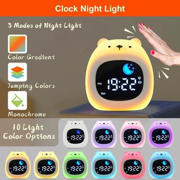 Väckarklocka - Barnväckarklocka - med LED digital klocka - USB-laddningsbar