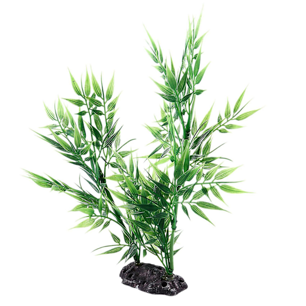 3x Grønne bambusbladformede dekorative kunstige planter til akvarium