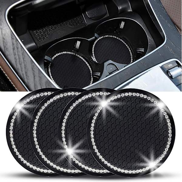 Auton mukitelineen alusta 4 kpl, liukumattomat 2,75 tuuman yleismukitelineet autoon, silikoninen auton alusta mukitelineisiin, Bling-auton lisävarusteet