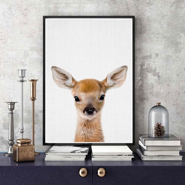 Wekity Hjort Veggkunst Lerret Trykk Plakat, Enkel Mote Fotografi Kunst Dekor for Hjem Stue Soverom Kontor og Barnerom (Sett med 2 Urammet)