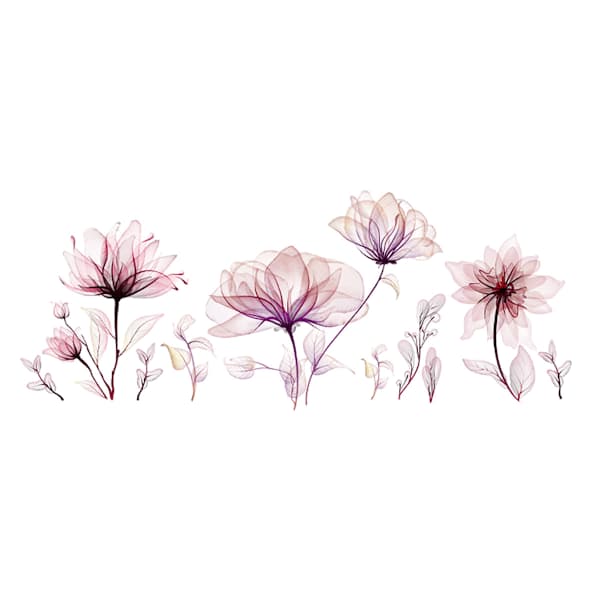 HA-Stora Blommiga Väggdekaler Rosa Blommande Väggstickers Sovrum