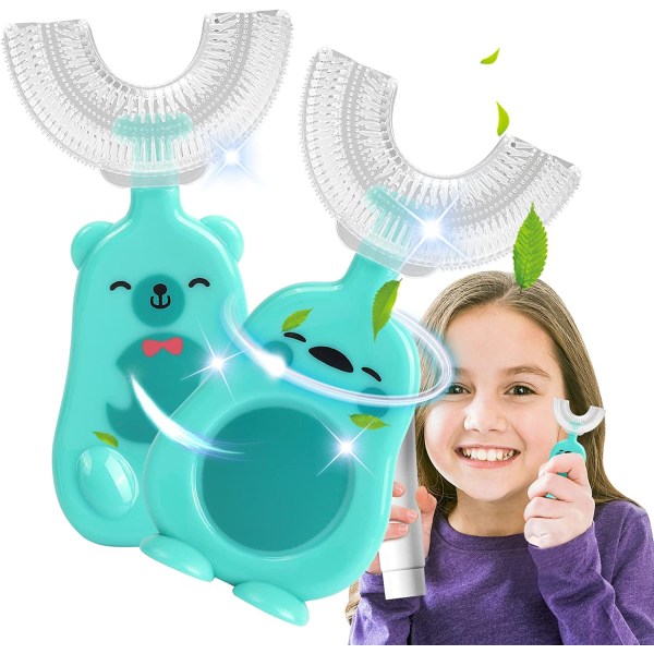 Manuell U-formad tandborste för barn i silikontandborste