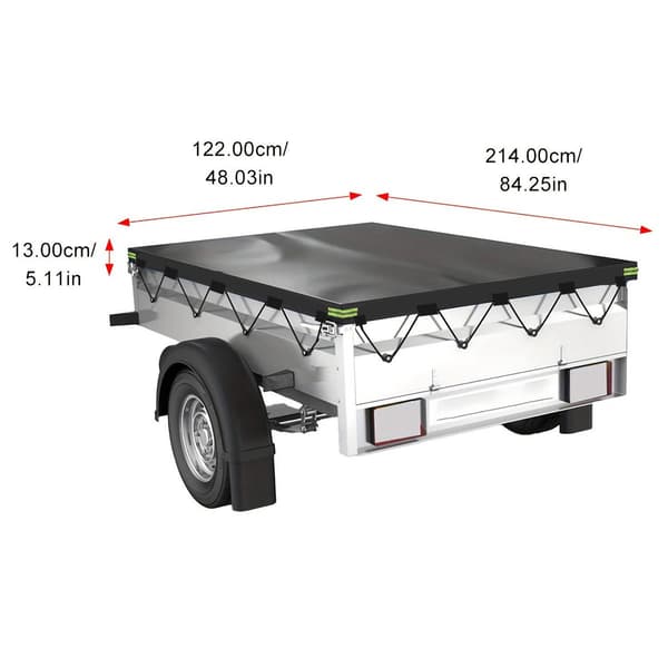 Trailerovertræk, 420D Polyester Vandtæt UV-resistent Med Elastiksnor, Til Transport Og Opbevaring, Sort, 214 x 122 x 13 cm