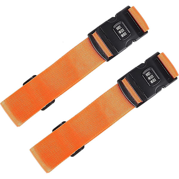 2 stk. bagageremme, pakkerem kufferteremme på din flyrejse med lås 1,97 tommer * 71 tommer orange