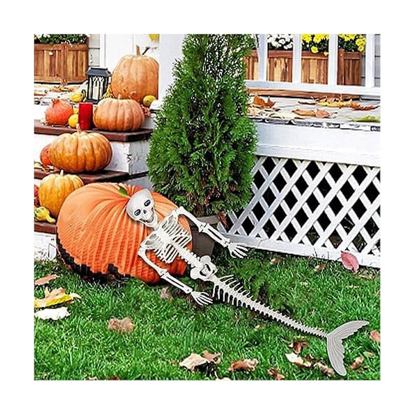 Sjöjungfru Skelett Halloween Utomhus Dekorationer, Läskig Halloween Skelett Livsstorlek För Gravgård Ha
