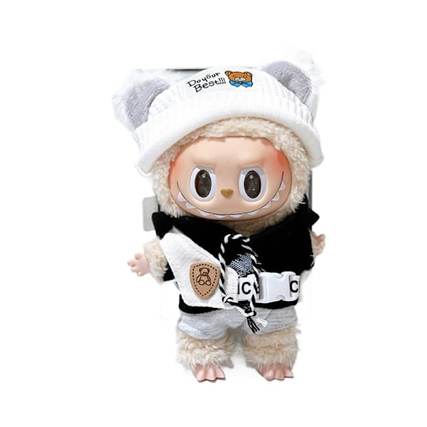[HH] Dekorera Din 17cm Labubu Plysch Outfit Monsters Plysch Kläder för Vinter Skolväska Hängen 17cm 4 clothes only no plush