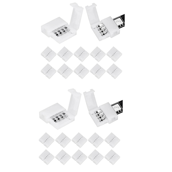 100 stk. 4-pin RGB LED-lysstribekonnektorer 10 mm LED-stribe Gapless Loddefri Adapter Terminal Ex