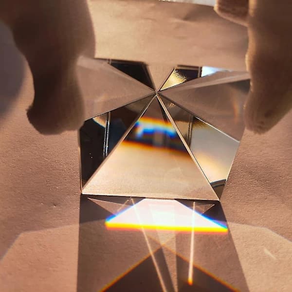 HA-Regnbue Prisma Optisk Glass Krystallpyramide 40mm Høy Polyedrisk Rektangulær Pyramide Vitenskap Populærvitenskap Studenter