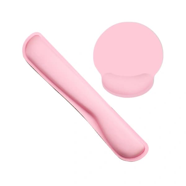 Rosa håndledsstøtte, ergonomisk musemåtte med memoryskum, skridsikker håndledsstøttemåtte i gummi til arbejde og spil