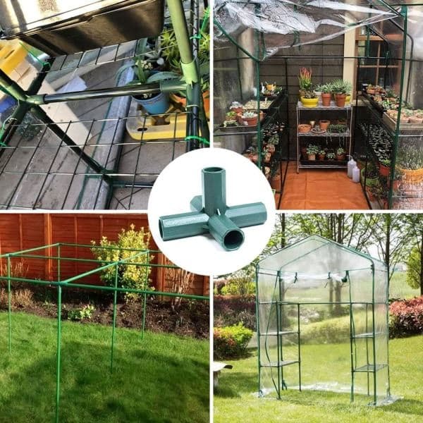 Förpackning med 16 mm växthusramskopplingar, 5-vägs PVC-hörnanslutningar