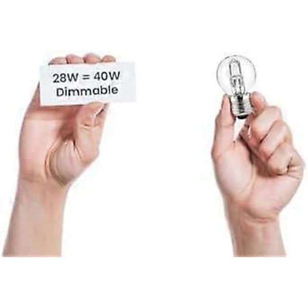 4X 28W (40W) Halogen Klar Golfball Lampe - E27 Sokkel, Varmhvit, Dimbar []