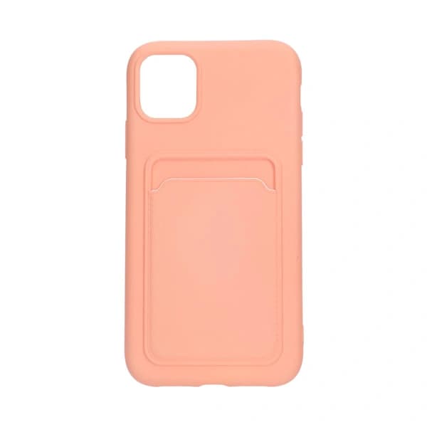 iPhone 11 Silikonskal med Korthållare - Rosa Rosa