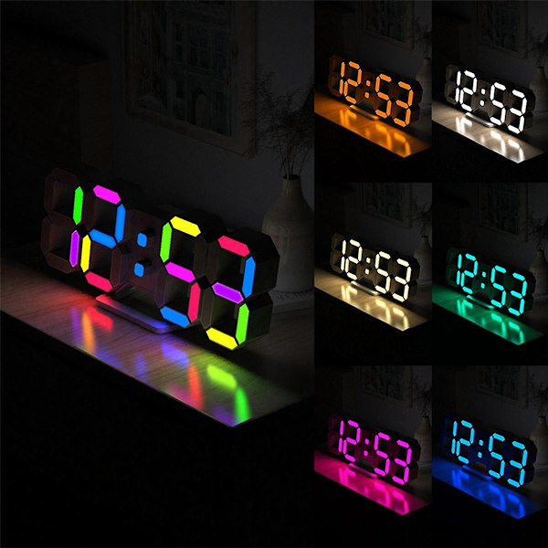 LED Smart Digital Klok Veggklokke Stue Moderne Personlighet Multifunksjonell Elektronisk
