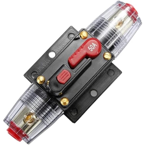 Professionel inline-afbryder til bilstereo, marinekvalitet 12V 50A manuel nulstillingssikringsholder til stereobeskyttelse, egnet til bilmotor
