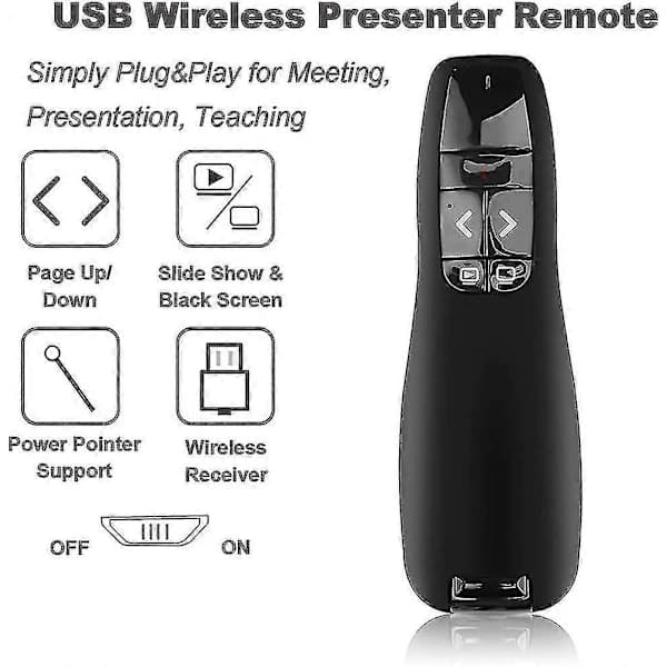 HA~Trådlös Presentatör, Presentatörspekare, Hyperlänk, Volymkontroll, USB