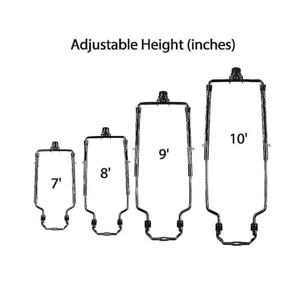 HA~7-tommers lampeskærm harpeholder justerbart lampeharpesæt E14, E26, E27 lysbaseadapter sort horn Fra