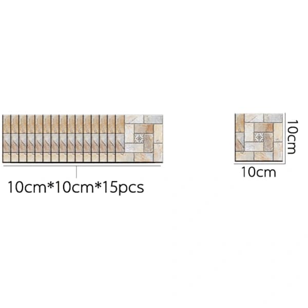 15 stk. Selvklebende Fliser Tapet 10 x 10 cm Mosaikk Stil