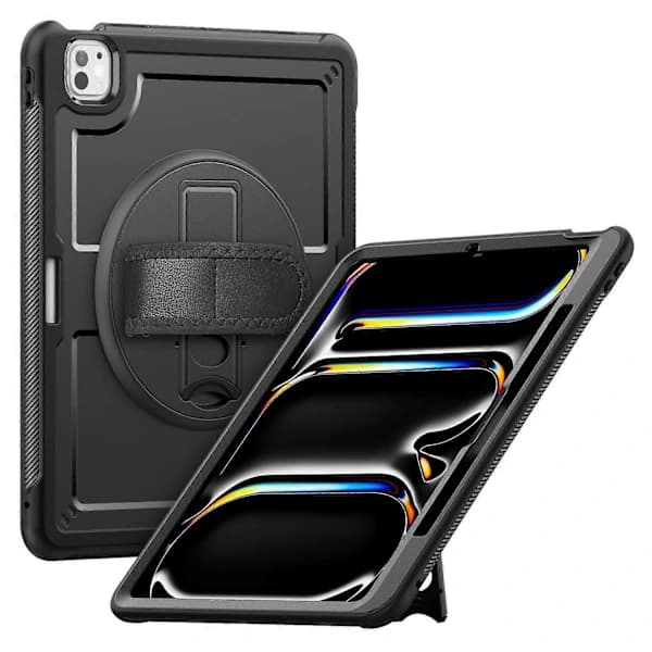 HA~Fodral med Ställ, PC TPE Tablet Skydd med Handrem för iPad Pro 13 (2024) M4