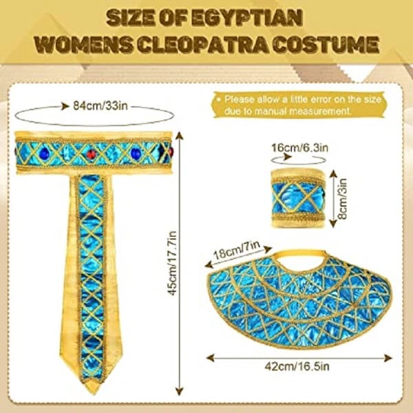 4-delars egyptiska kostymtillbehör för kvinnor, inklusive egyptiska