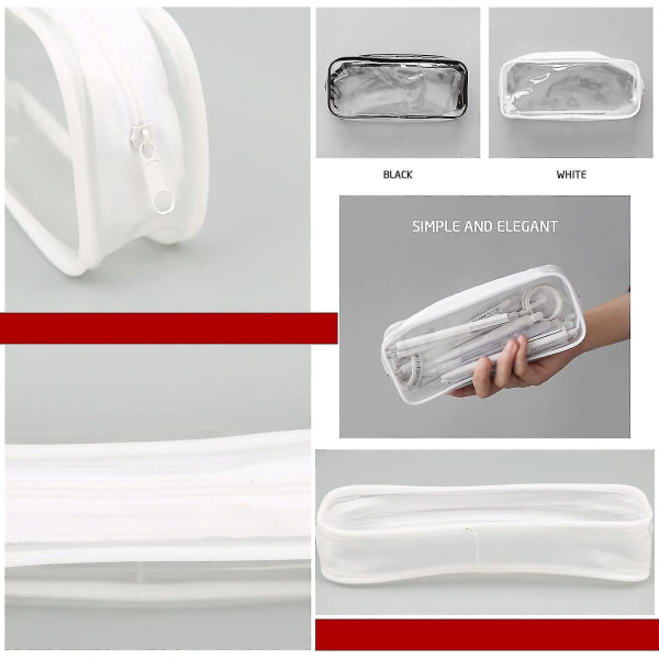 2 st transparenta pennfodral, transparenta toalettartiklar väska transparent exam pennfodral vattentät pvc dragkedja