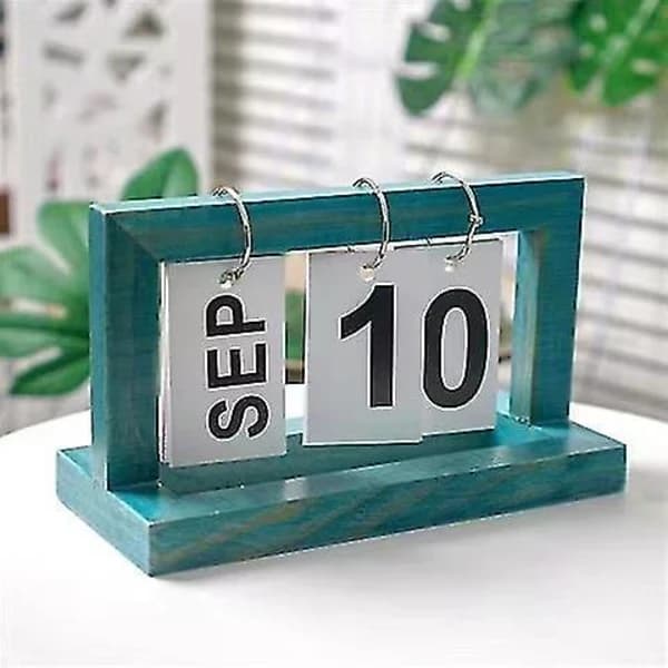 Skrivebordskalender for kontor, vendekalender, gave til minnedag, blå