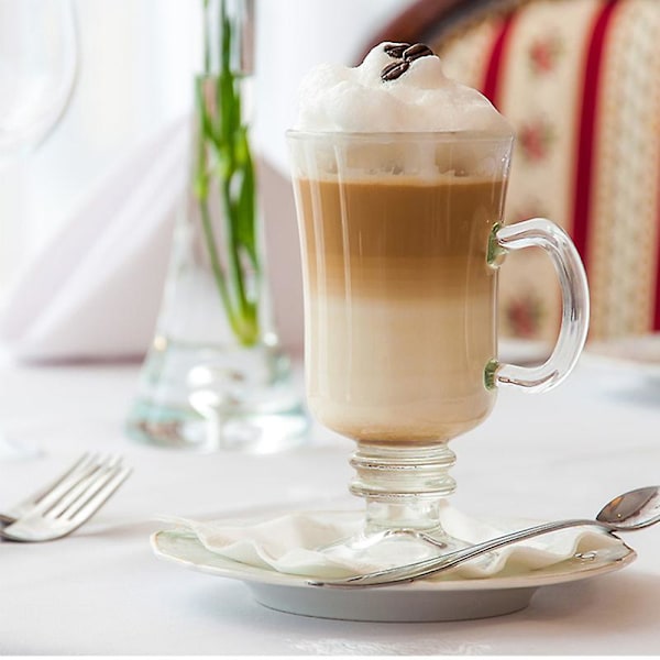 Genomskinliga glaskaffekoppar med handtag, isolerade kaffeglas, cappuccinokoppar, tekoppar, lattekoppar, dryckesglas värmebeständiga A1021-80