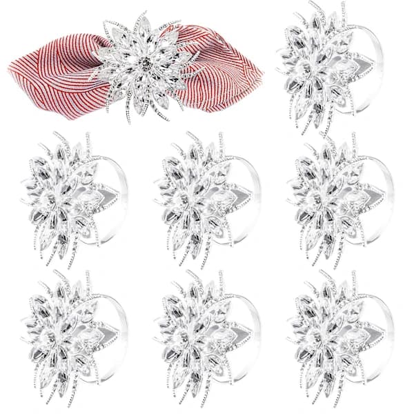 8-pakning Strass Servietringer - Lotusdesign for Bryllup & Middager?
