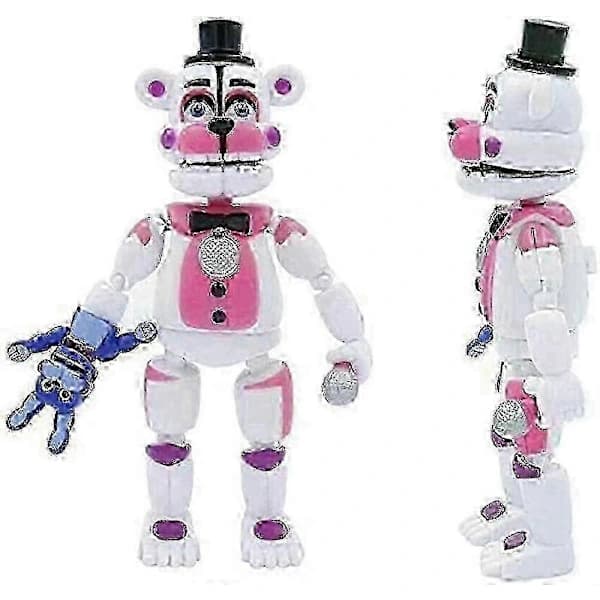 HA-Hett 5-pack FNAF Actionfigur Set: Funtime Freddy & Foxy med rörliga leder, present för samlare