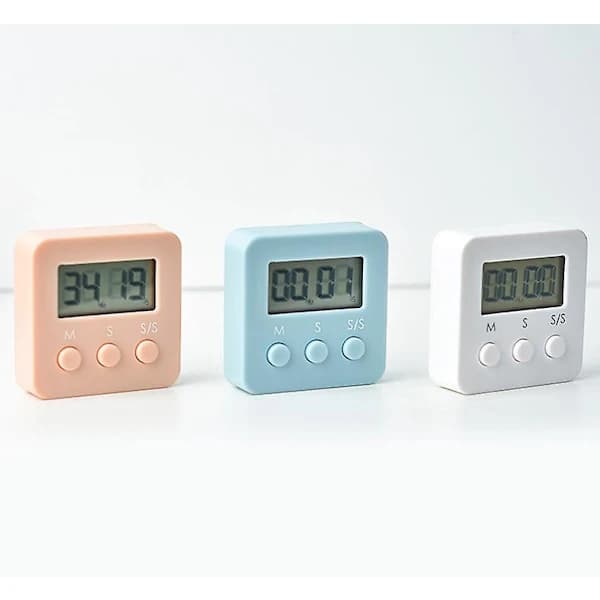 Digital timer, 4-pak ministopure med høj alarm, nedtælling optælling til 99,59 & LCD-display kort timer til køkken, kontor, sport Blå