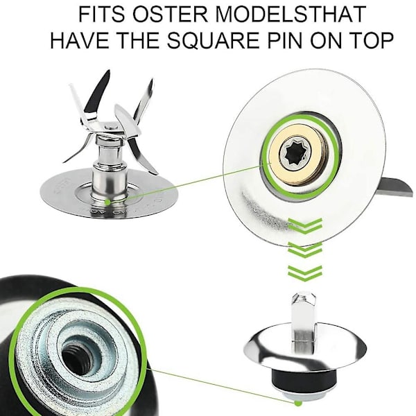 2x reservdelar för & Osterizer Blender Ice Blades 4980 4961 Packning Kopplingsstift Slinger Pin