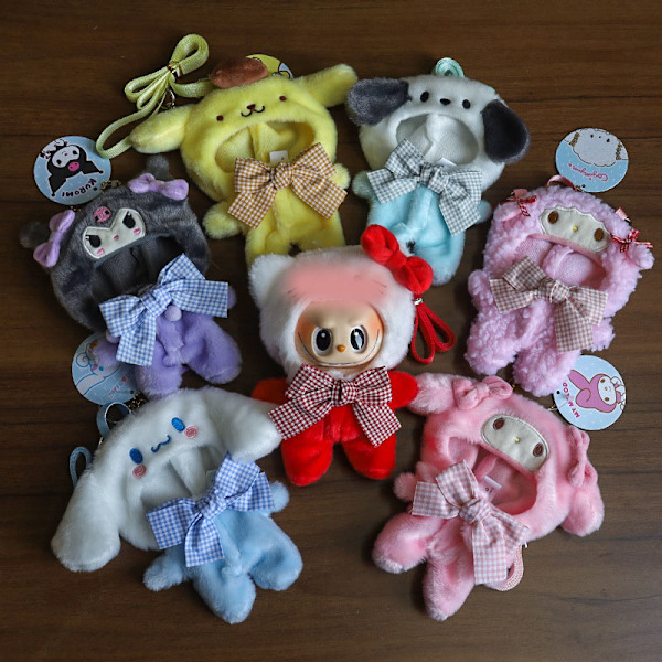 [HH] Kawaii Söta Plyschdocka Kläder Cape Kuromi Melody Cinnamoroll Crossbody Väska Dekoration Labubu Docka Kläder style 2 cat