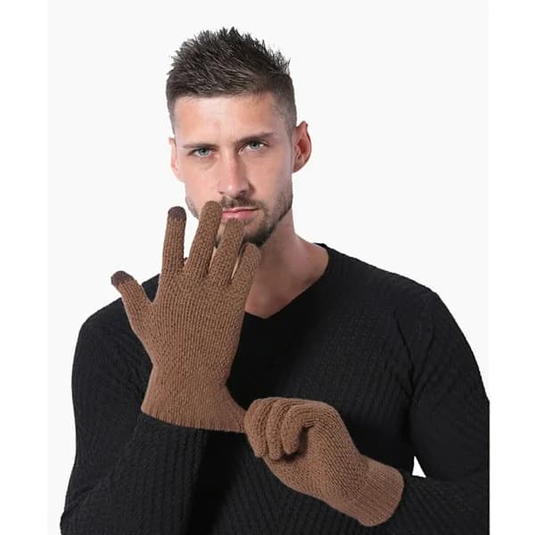 Vinterhandsker til mænd, strikkede, varme og tykke handsker samt uldhandsker til mænd