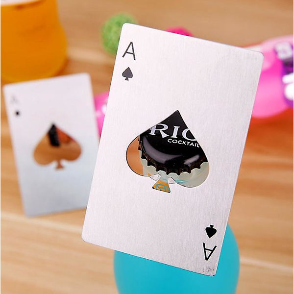 1 st ölöppnare med spelkort Ess i Spader Poker Soda Rostfritt Stål Flasköppnare
