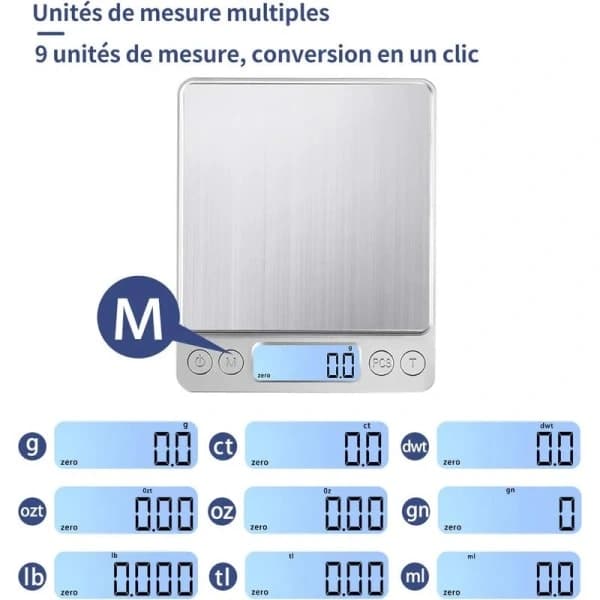 Kitchen Scale USB Rechargeable 3kg/0.1g Digital Baking Scale, Stainless Steel Electronic Precision Scale
