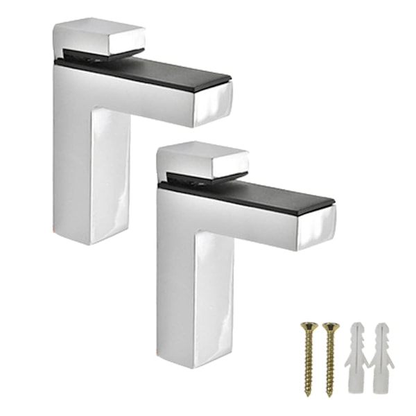 Massiv metall justerbar trä/glas hylla konsol väggmontering, borstad nickel, 2-pack glasräcke spigots glasstjocklek