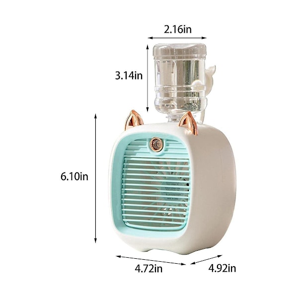 Vattenluftkonditioneringsfläkt, Minfläkt, Usb-fläkt, Skrivbordsturbo Spraybefuktningskylare Gul & W