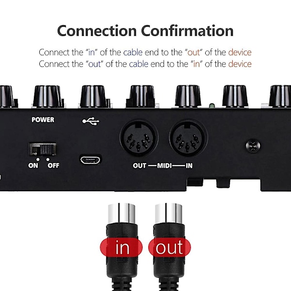 2-pack 5-pin Din Midi-kabel, 3-fot hane till hane 5-pin Midi-kabel för Midi-keyboard, keyboard Synth