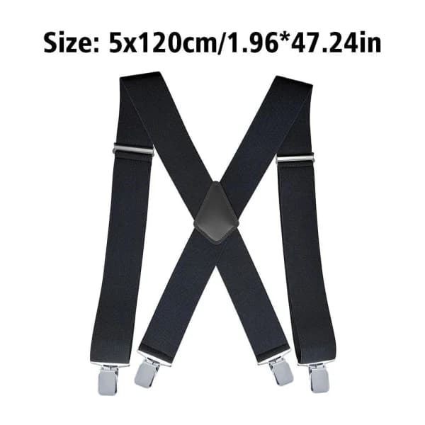 Sorte justerbare seler til herre- og unisexbukser - Elastisk sort one-size