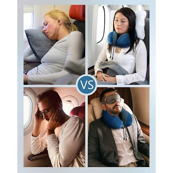 HH-Resekudde + Sovkudde + Öronproppar + Handväska, Ullöverdrag, Tvättbar | Premium Memory Foam Nackkudde