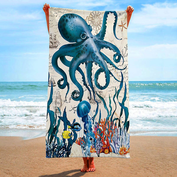 Sommar Unisex Ocean Life Turtle Ultra-Fine Fiber Strand Simning Multifunktionell Snabbtorkande Absorberande Reshandduk 80*160cm.