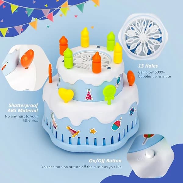 HA~Cake Shape Bubble Machine for Kids - Automatic Bubble Blower Maker with Solution, Toy Gift for Little Boys and Girls